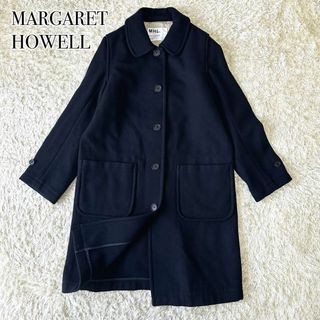 MARGARET HOWELL 大きいサイズ ウール ロングコート ブラック 黒