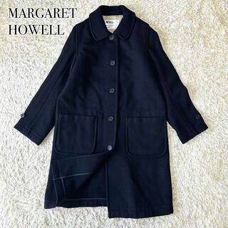 MARGARET HOWELL - MARGARET HOWELL 大きいサイズ ウール ロングコート ブラック 黒