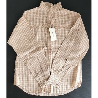 ブラウニー(BROWNY)のBROWNY  チェックスタンドフリルブラウス  ベージュ系  F  新品(シャツ/ブラウス(長袖/七分))