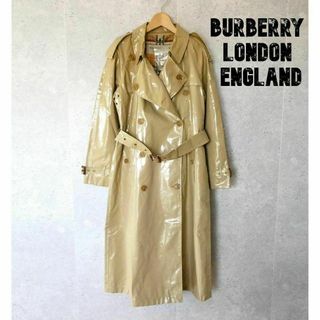 バーバリー(BURBERRY)の美品 BURBERRY PVC ノバチェック ロング丈 トレンチコート(トレンチコート)