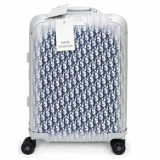 ディオール(Dior)のディオール DIOR AND RIMOWA キャリーオン ラゲッジ コラボ スーツケース キャリーバッグ オブリーク アルミニウム ナイロン シルバー インディゴ 藍 銀 シルバー金具 1DRTR002YWZ （未使用　展示品）(スーツケース/キャリーバッグ)