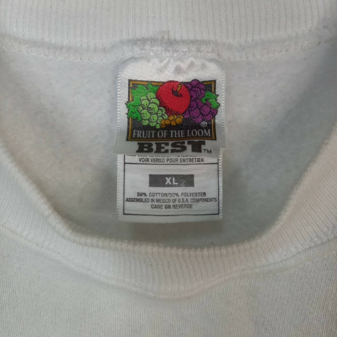 FRUIT OF THE LOOM(フルーツオブザルーム)の90s　メキシコ製　フルーツオブザルーム　スウェット　トレーナー　刺繍　白　XL メンズのトップス(スウェット)の商品写真