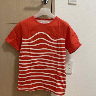 カトー(KATO`)のKATO' AAA　NAVY&GROUND波柄ボーダーバスクTシャツ 赤S(Tシャツ/カットソー(半袖/袖なし))