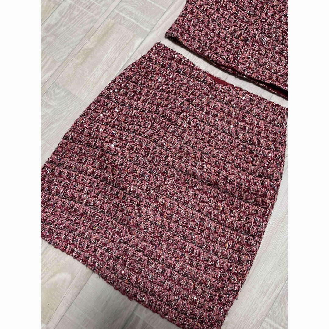 新品☆ツイード/セットアップ/ノースリーブ/スリット/ボタン 新品☆ツイード/セットアップ/ノースリーブ/スリット/ボタン