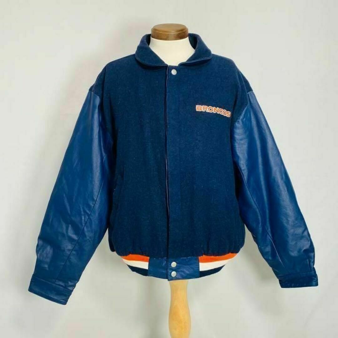 VINTAGE(ヴィンテージ)のNFL BRONCOS レザースタジャン ジェフハミルトン 古着アメフト メンズのジャケット/アウター(スタジャン)の商品写真