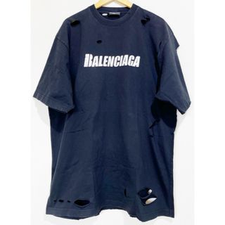 バレンシアガ(Balenciaga)のBALENCIAGA （バレンシアガ）651795 デストロイ加工 ロゴ プリント Tシャツ【A31344-007】(Tシャツ/カットソー(半袖/袖なし))