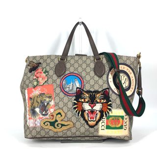 グッチ(Gucci)のグッチ GUCCI クーリエソフト 474085 タイガー GGスプリーム シェリーライン 2WAY トートバッグ 斜め掛け 肩掛け ショルダーバッグ GGスプリームキャンバス ブラウン×ベージュ系(ショルダーバッグ)