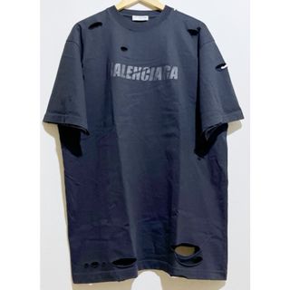 バレンシアガ(Balenciaga)のBALENCIAGA （バレンシアガ ）651795 デストロイ加工 ロゴ プリント Tシャツ【A31356-007】(Tシャツ/カットソー(半袖/袖なし))