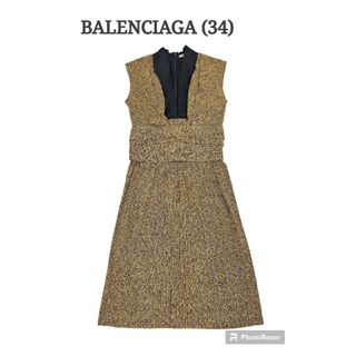 バレンシアガ(Balenciaga)の美品 BALENCIAGA Paris ファンシーツイードワンピース(ひざ丈ワンピース)