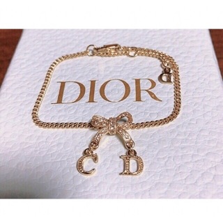 クリスチャンディオール(Christian Dior)のDior  ピンク ゴールド リボン ブレスレット可愛い ストーン(ブレスレット/バングル)