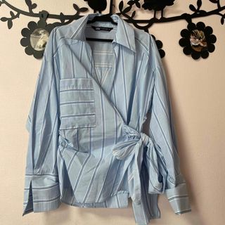 ザラ(ZARA)の新品♡ZARA XS  柄ストライプシャツ(シャツ/ブラウス(長袖/七分))