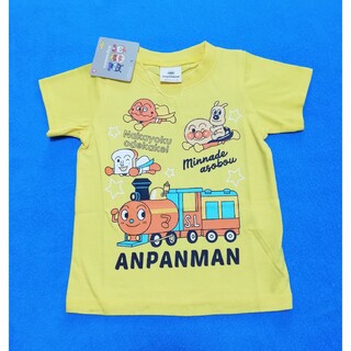 アンパンマン(アンパンマン)の新品　100cm　アンパンマン　2023男の子SLマン半袖Ｔシャツ　イエロー(Tシャツ/カットソー)