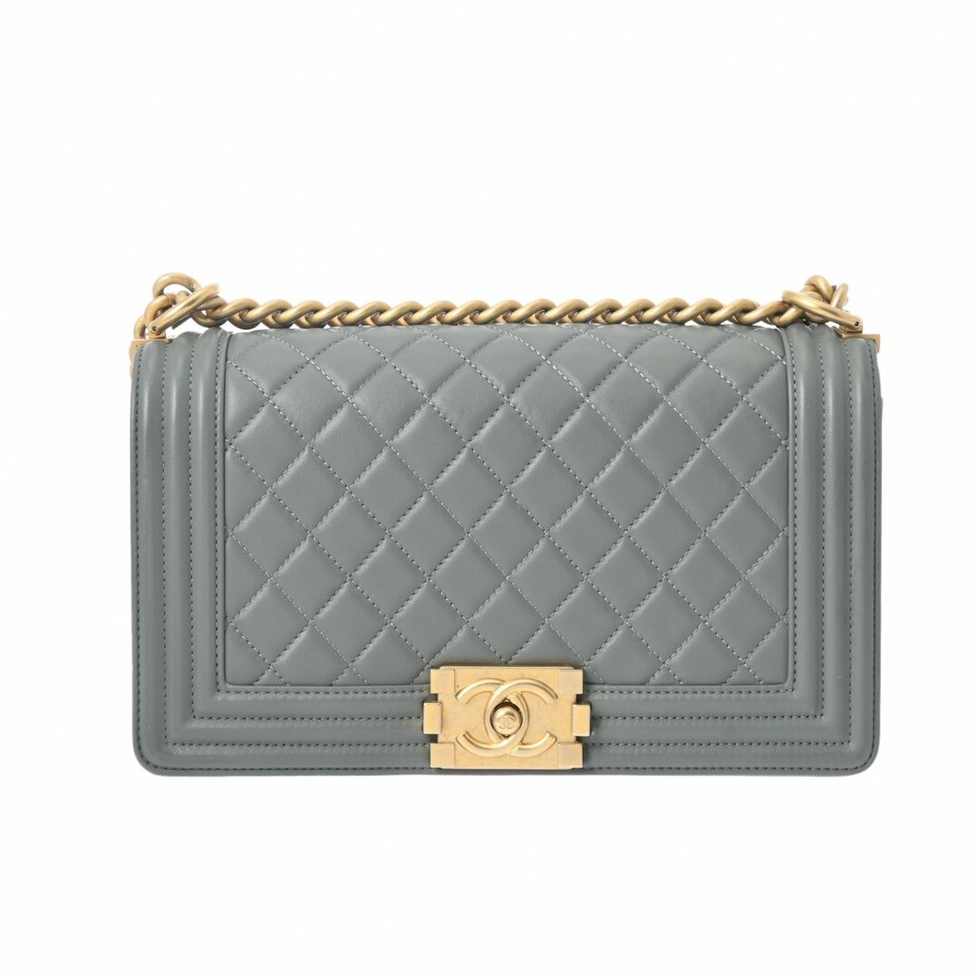 CHANEL(シャネル)の中古 シャネル CHANEL A67086 24番台 レディース ショルダーバッグ ボーイシャネル グレー /ヴィンテージ調ゴールド金具 ラムスキン レディースのバッグ(ショルダーバッグ)の商品写真