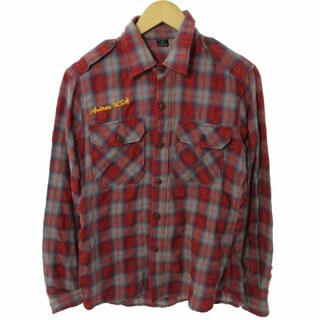 アヴィレックス(AVIREX)のアヴィレックス USA チェックシャツ カジュアル 長袖 赤 M ■GY31(シャツ)