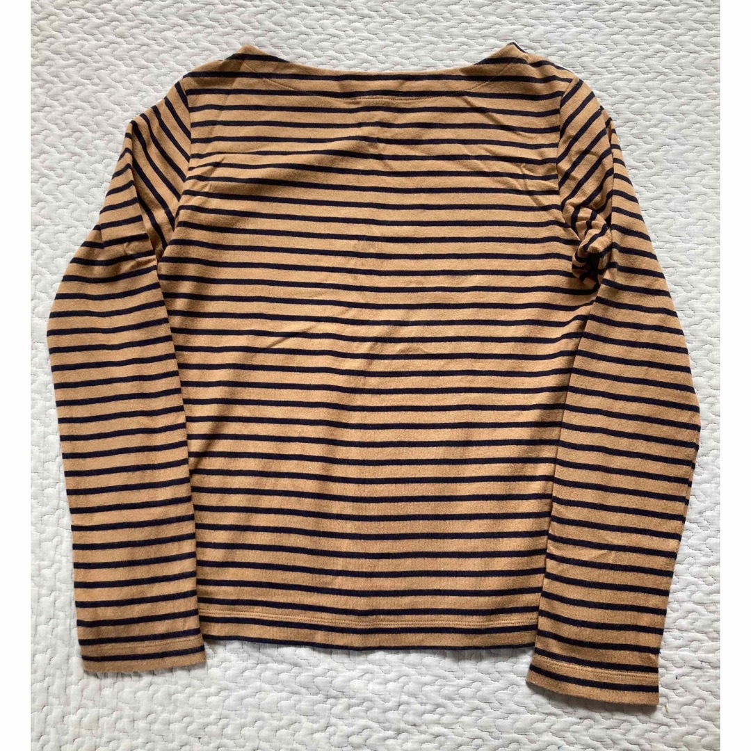 UNIQLO(ユニクロ)のUNIQLO ボーダー カットソー S ブラウン レディースのトップス(カットソー(長袖/七分))の商品写真