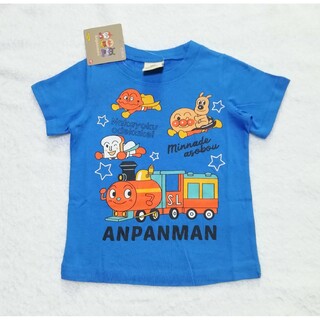 アンパンマン(アンパンマン)の新品　100cm　アンパンマン　2023男の子SLマン半袖Ｔシャツ　ブルー(Tシャツ/カットソー)