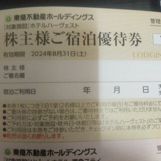 東急ハーヴェストクラブホテルご宿泊ご優待券　1枚(宿泊券)