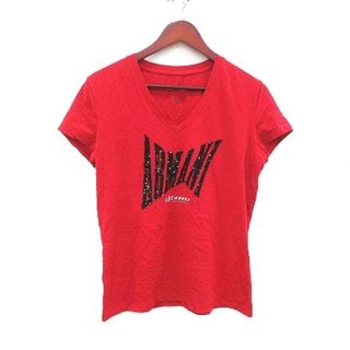 アルマーニエクスチェンジ(ARMANI EXCHANGE)のアルマーニエクスチェンジ Tシャツ 半袖 ロゴプリント スパンコール L 赤(Tシャツ/カットソー(半袖/袖なし))