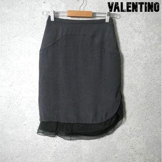 VALENTINO - 美品 VALENTINO シルク 光沢 チュール レイヤード タイトスカート