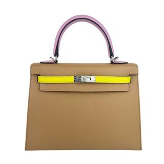 エルメス(Hermes)の新品未使用 HERMES エルメス Kelly25 tricolore ケリー25 トリコロール Chai/Lime/Mauve sylvester チャイ/ライム/モーヴシルベストル Epsom エプソン PHW シルバー金具 B刻 2wayバッグ ショルダーバッグ(ショルダーバッグ)