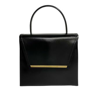 ロエベ(LOEWE)のほぼ未使用 希少品 LOEWE ロエベ ロゴ 刻印 アナグラム 金具 カーフ レザー 本革 ハンドバッグ ミニ トートバッグ ブラック 6kmk757-4(ハンドバッグ)