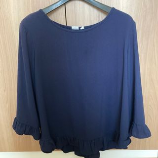 ギャップ(GAP)のレディース　長袖ブラウスカットソー　美品　紺(シャツ/ブラウス(長袖/七分))