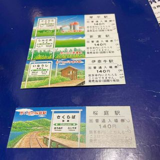 ジェイアール(JR)のJR思い出の琴平、新富、伊奈牛、桜庭駅記念入場券(鉄道)