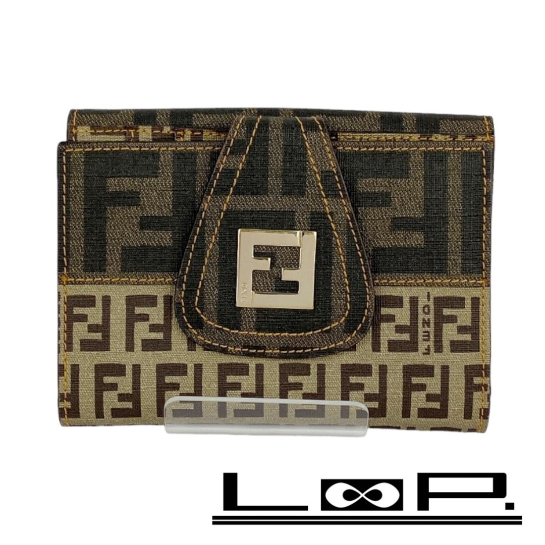 FENDI(フェンディ)の▼値下げ▼■美品■　フェンディ 二つ折り 財布 サイフ ズッカ ズッキーノ ブラウン PVC 【30086】 レディースのファッション小物(財布)の商品写真