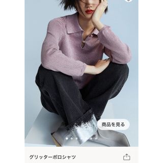 エイチアンドエム(H&M)のH&M グリッターポロシャツ　新品　Sサイズ(シャツ/ブラウス(長袖/七分))