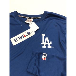 メジャーリーグベースボール(MLB)の新品　MLB　ドジャース　長袖　Tシャツ　L サイズ　ドライメッシュ　青　大谷(応援グッズ)