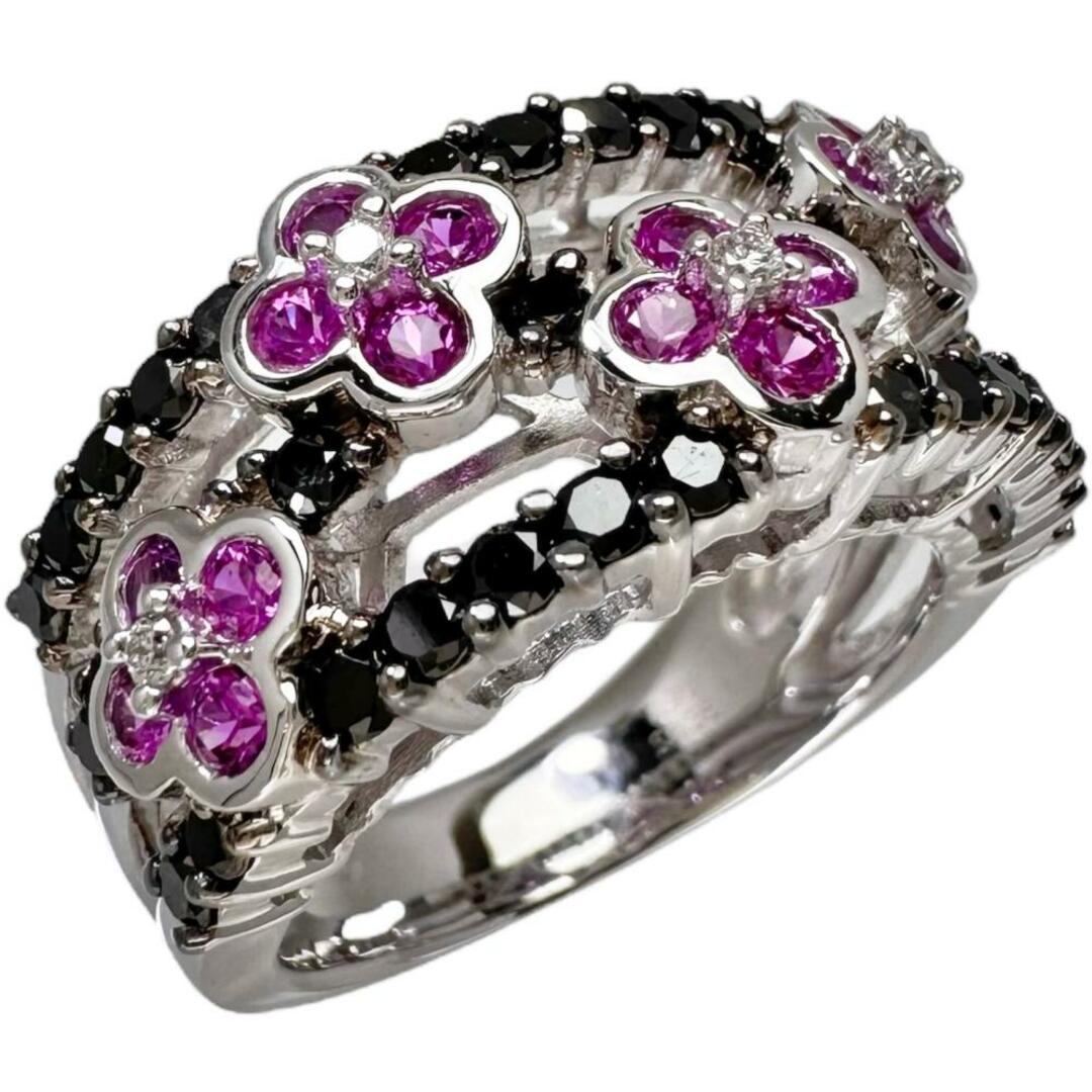 マスミカサハラ リング・指輪 小花柄 K18WG ピンクサファイア レディースのアクセサリー(リング(指輪))の商品写真