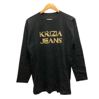 クリツィア(KRIZIA)のクリッツィア JEANS Tシャツ クルーネック ロゴ ラメ 長袖 M 黒(Tシャツ(長袖/七分))