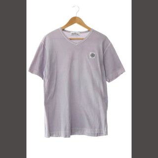 ストーンアイランド(STONE ISLAND)のストーンアイランド ロゴ パッチ Vネック 半袖 Tシャツ M パープル(Tシャツ/カットソー(半袖/袖なし))