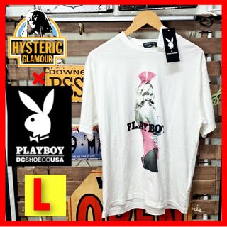 ヒステリックグラマー(HYSTERIC GLAMOUR)の新品　ヒステリックグラマー×PLAYBOY　半袖Tシャツ　L　ホワイト　白(Tシャツ/カットソー(半袖/袖なし))