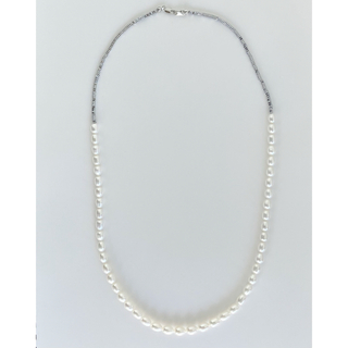 淡水パール　シルバーカラー　パールネックレス　真珠　白　ホワイトパール　天然石(ネックレス)