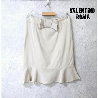 ヴァレンティノ(VALENTINO)の良品 VALENTINO ROMA リボン 膝丈 へプラム タイトスカート(ひざ丈スカート)