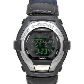 カシオ(CASIO)のカシオ 腕時計 SHOCK RESISTANT シルバー ネイビー GT-001 1595 可動品 デジタル プラスチック SS レザー キャンバス 中古 クオーツ CASIO メンズ 定番 人気 時計 Gクール 男性 紺色 革(腕時計(デジタル))