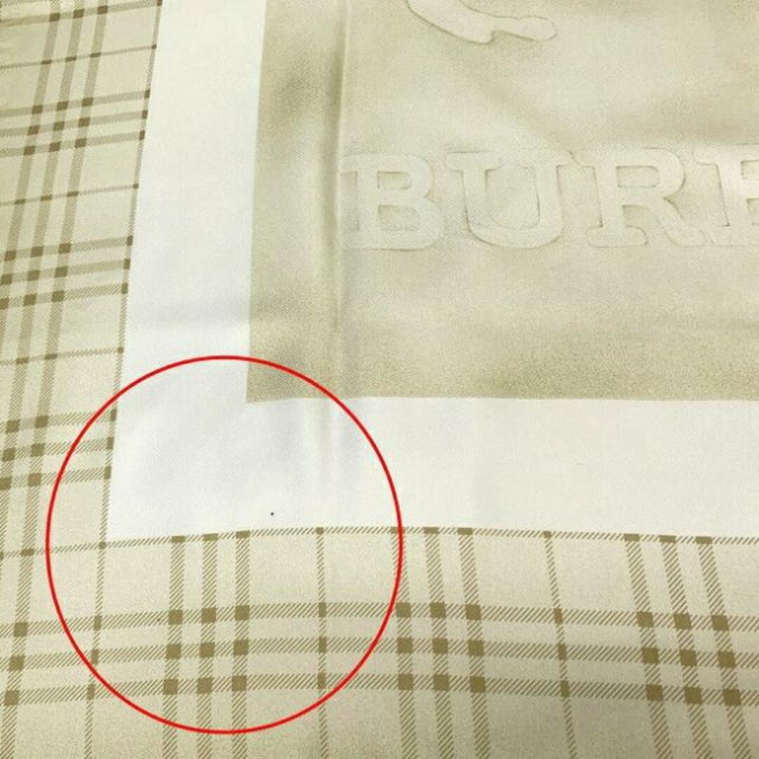 BURBERRY(バーバリー)のバーバリー スカーフ ベージュ イエロー ノバチェック 大判 シルク 100％ 中古 BURBERRY 85cm ロゴ チェック ストール 美品 クリーニング済み レディース ファッション小物 女性 大判スカーフ ブランド小物 総柄 レディースのファッション小物(ストール/パシュミナ)の商品写真