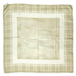 バーバリー(BURBERRY)のバーバリー スカーフ ベージュ イエロー ノバチェック 大判 シルク 100％ 中古 BURBERRY 85cm ロゴ チェック ストール 美品 クリーニング済み レディース ファッション小物 女性 大判スカーフ ブランド小物 総柄(ストール/パシュミナ)