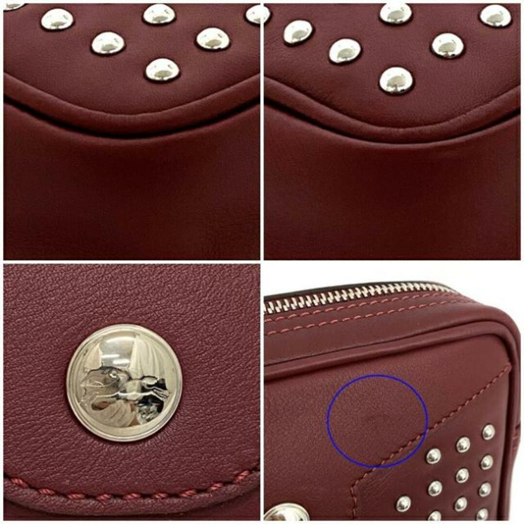 LONGCHAMP(ロンシャン)のロンシャン ショルダーバッグ ボルドー 2088-HLV-009 未使用 新品同様 レザー Sランク LONCHAMP スタッズ ポシェット ファスナー ミニバッグ 美品 定番 人気 レディース バッグ 女性 シルバー金具 革 ロゴ レディースのバッグ(ショルダーバッグ)の商品写真