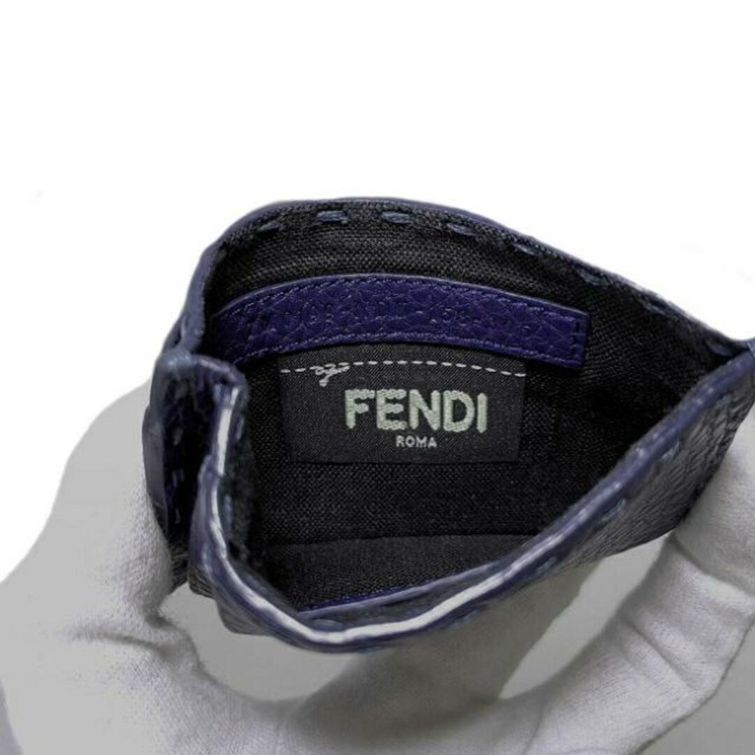 FENDI(フェンディ)のフェンディ カードケース ネイビー ブルー セレリア 7M0199 美品 レザー 中古 FENDI カードホルダー 人気 メンズ レディース ユニセックス カード入れ 男女兼用 ブランド小物 小物 ケース 無地 ステッチ レディースのファッション小物(名刺入れ/定期入れ)の商品写真