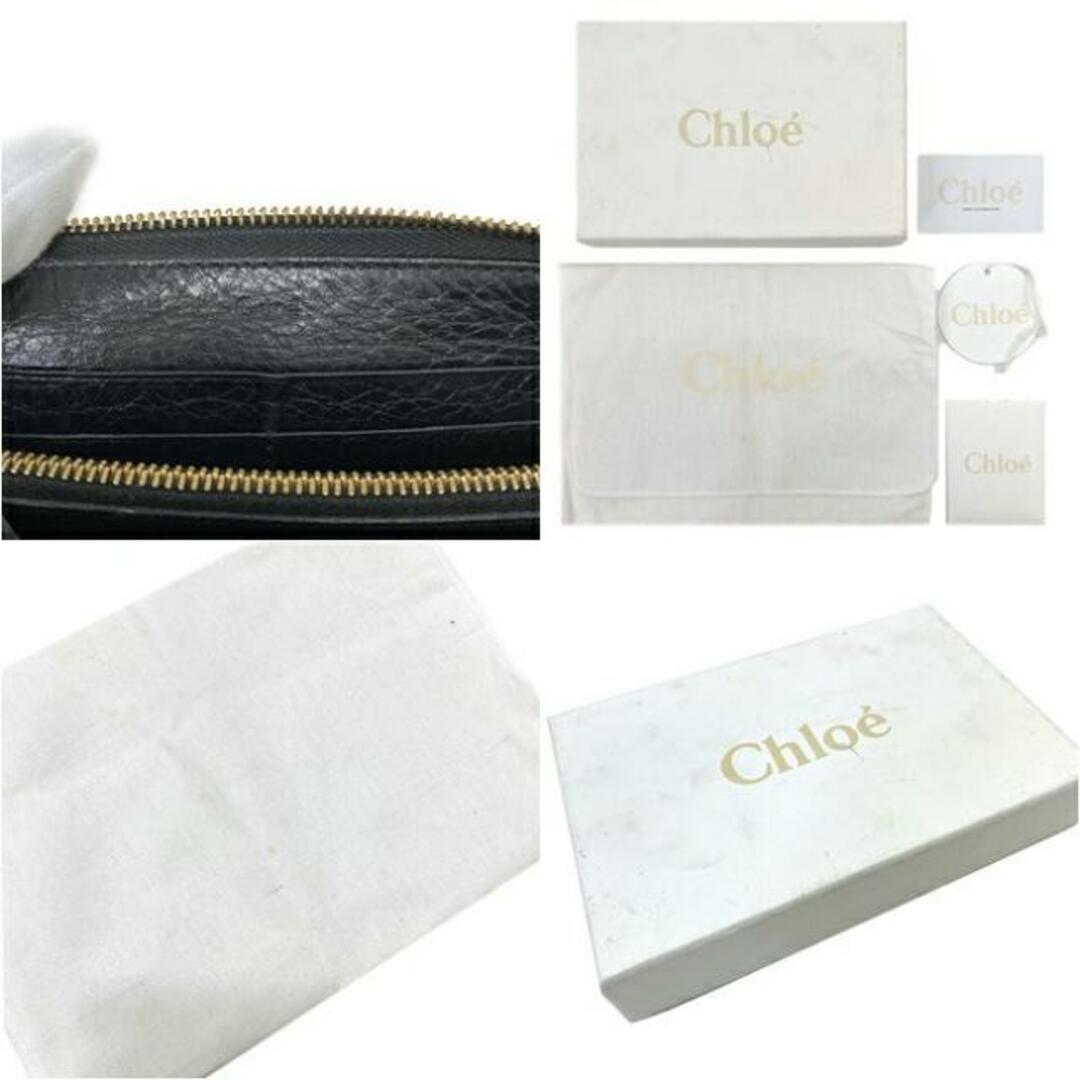 Chloe(クロエ)のクロエ ラウンドファスナー 長財布 ブラック ゴールド リリィ 3P0501-015 財布 レザー 中古 Chloe 黒 リボン ファスナー ポケット 定番 人気 レディース 女性 ロングウォレット シンプル ガーリー 上品 小銭入れ有 レディースのファッション小物(財布)の商品写真