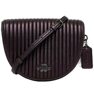 コーチ(COACH)のコーチ ショルダーバッグ エレン ワインレッド シルバー リニア C1431 美品 レザー 中古 COACH タグ付 クロスボディ ポシェット ミニバッグ 軽量 ナッパレザー キルティング メタリック 人気 定番 レディース 女性(ショルダーバッグ)