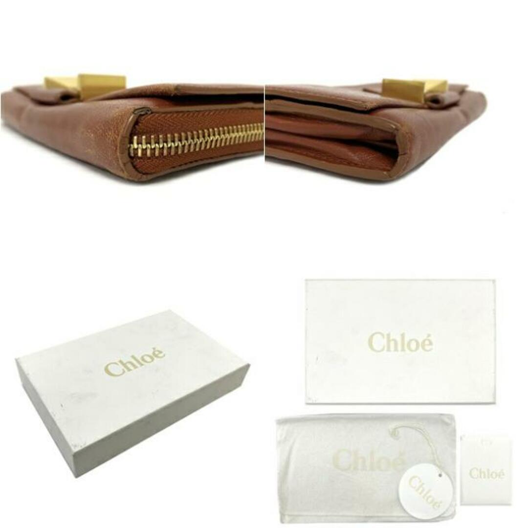 Chloe(クロエ)のクロエ ラウンドファスナー 長財布 ブラウン ゴールド ボビー 3P0410-335 財布 レザー 中古 Chloe リボン 小銭入れ有 ヴィンテージ 定番 人気 レディース ラウンドファスナー長財布 女性 ウォレット 茶色 本革 レディースのファッション小物(財布)の商品写真