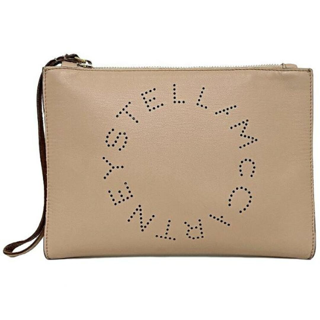 Stella McCartney(ステラマッカートニー)のステラマッカートニー クラッチバッグ ベージュ 502892 W892 6802 ストラップ付 レザー 中古 STELLA McCARTNEY ロゴ パンチング ミニ ファスナー パーティーバッグ 定番 人気 シンプル 無地 本革 レディースのバッグ(クラッチバッグ)の商品写真