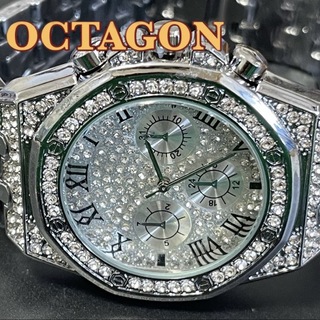 新品 OCTAGON アイスアウトウォッチ シルバージュエリーCZ メンズ腕時計(腕時計(アナログ))