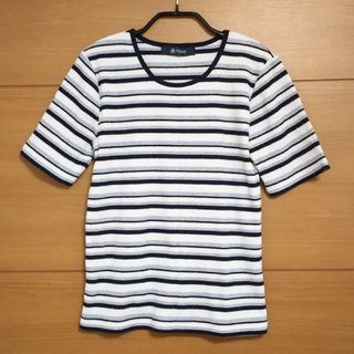 nano・universe - 新品【nano・universe】ランダムボーダーＴシャツ (ホワイト系 S)