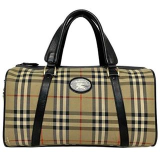 バーバリー(BURBERRY)のバーバリー ボストンバッグ ベージュ ブラック チェック ヴィンテージチェック 軽量 キャンバス レザー 中古 Burberrys ヴィンテージ ロゴ ファスナー ミニボストン 鞄 旅行 出張 定番 人気 ワンポイント 総柄 大容量(ボストンバッグ)