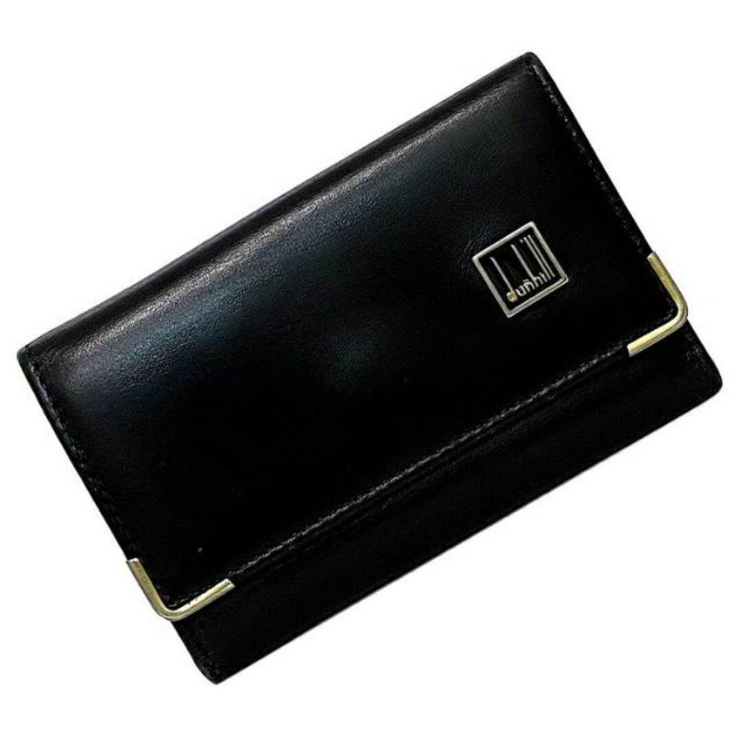 Dunhill(ダンヒル)のダンヒル 6連 キーケース ブラック ゴールド オックスフォード 鍵ホルダー レザー GP 中古 dunhill 黒 ホルダー ホック ヴィンテージ スクエア ロゴ シンプル ゴールド金具 ワンポイント 無地 コンパクト ブランド小物 レディースのファッション小物(キーケース)の商品写真