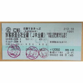 速達送料込み 青春18きっぷ 2回分 2回 返却不要 青春18切符(鉄道乗車券)